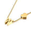 Verstellbare goldene Box-Halskette mit 3D-Buchstabe W und massivem Herzanhänger - Halskette Buchstabe W (KN88671-KFC) / Gold