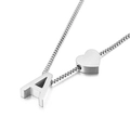 Silver stainless steel box chain necklace with letter A and heart pendants - Letter A