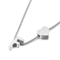 Silver heart and letter F pendant on box chain minimalist stainless steel necklace - Letter F
