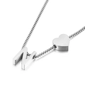 Silver stainless steel box chain necklace with heart charm and letter N pendant - Letter N