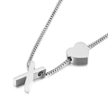 Polished silver heart and letter X double pendant necklace with Venetian chain - Letter X
