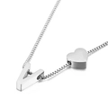 Silver stainless steel box chain necklace with V letter and heart shape pendant - Letter V