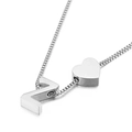 Polished silver stainless steel box chain necklace with heart and letter Z pendant - Letter Z