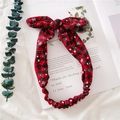 Bandeau de Noël à carreaux rouges et noirs avec motifs flocons et nœud oreilles de lapin - Noir