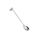 Cucchiaino da caffè lungo in acciaio inox con pendente di Babbo Natale su sfondo bianco - Cucchiaio Babbo Natale in Acciaio Inossidabile Argento 410