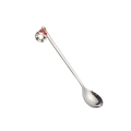Cucchiaino da caffè in acciaio inox con ciondolo a corona di Natale e fiocco rosso - Cucchiaio Ghirlanda in Acciaio Inossidabile Argento 410