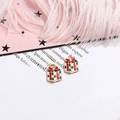 Christmas gift box alloy enamel charm with red and green patterns, size 10x13mm - No.31 Gift Box