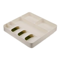 Organizzatore per cassetti cucina allungabile bianco crema con vani verdi antiscivolo - Organizzatore bianco grande