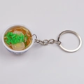 Miniature blue and white porcelain bowl keychain with realistic noodle food model - Style 20 Egg Noodles