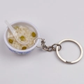Miniature blue and white porcelain bowl keychain with realistic mung bean soup model - Style 6 Mung Bean Porridge