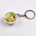 Miniature blue and white porcelain bowl keychain with soup and spoon food model - Style 11 Dumplings