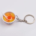 Miniature blue and white porcelain bowl keychain with fruit dessert and spoon model - Style 1 Sweet Soup
