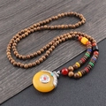Tibetan Yellow Safety Buckle Wood Bead Chain