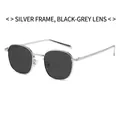 Lunettes de soleil rétro avec monture en métal argenté et verres gris foncé texturés - Monture Argentée Verres Gris Noir
