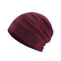 Detail of burgundy and black mixed knit beanie with thick thermal ribbed texture - Adjustable / Burgundy