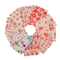 Christmas burlap gift bags set with gold foil deer and snowflake patterns - Multicolor