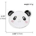 Spilla panda smaltata in bianco e nero con indicazioni di dimensioni e peso - A00501/Panda dalla testa grande
