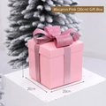 Macaron pink Christmas gift box 20cm with sparkling ribbon and festive bow decoration - 20cm Gift Box / Macaron Pink