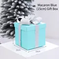 Macaron blue 15cm square Christmas gift box with silver glitter bow decoration - 15cm Gift Box / Macaron Blue