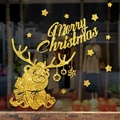 Glittering gold reindeer and Merry Christmas wall decal for holiday window decoration - 6613 Christmas Bear/Elk