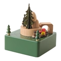 Wooden Christmas music box featuring green base with spinning holiday train and trees - Christmas Train (1532)