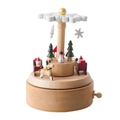Rotating wooden Christmas music box with Santa and reindeer on white background - Christmas Snowflakes (1524)