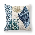 Vintage ocean shell and coral pattern cushion cover made of thick peach skin fabric - Vintage Conch