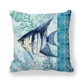 Vintage ocean peach skin pillowcase with blue angelfish and coral sea pattern - Blue Angelfish
