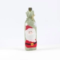 Copri bottiglia di vino verde in iuta con Babbo Natale e nastro dorato per Natale - Babbo Natale / Verde