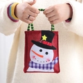 Sacchetto regalo di Natale in juta con motivo pupazzo di neve e manico a righe verdi - Pupazzo di neve