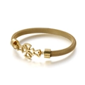 Bracciale a maglia in acciaio inossidabile dorato con ciondolo circolare a raggiera - Oro (KB116504-KFC)