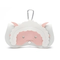 Étui à lunettes mouton en cuir rose et blanc avec clip porte-clés mousqueton argenté - Bélier