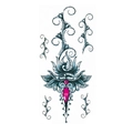 Waterproof temporary tattoo sticker with deep blue floral pattern and pink jewel design - TL-072 (Ornate Mandala)