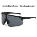 Gafas de ciclismo deportivas con montura negro mate y lentes gris humo para correr - Marco Negro Mate Lente Gris Negro