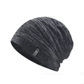 Detalle del gorro de punto de chenilla gris oscuro con textura de canalé y etiqueta tejida - Talla única / Chenille Gris