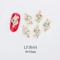 Detailed view of 8x16mm marquise nail alloy rhinestones with gold base and sparkle finish - Crystal White (LF3644)