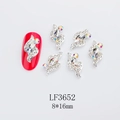 Detailed close-up of 8x16mm alloy rhinestone nail art charm with K9 crystal luster - Crystal White (LF3652)