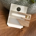 Set aus zwei bonbonfarbenen dreieckigen Holz-Haarspangen mit weißem mattem Finish - 2-teiliges Set / 6# Grau