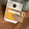 Yellow resin and wood grain geometric hair clips set on a white display card - Two-Piece Set / 7# Yellow