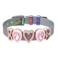 Rainbow mesh stainless steel bracelet with infinity, heart, and pink teardrop charms - Rainbow Mesh/Heart/Infinity/Pink Teardrop / AB Color