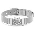 Detail of silver stainless steel mesh bracelet with hollow star charm and buckle closure - Silver Mesh/Hollow Star Decor / Silver