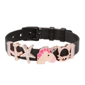 Black mesh stainless steel bracelet with rose gold unicorn and star charms - Black Mesh/Plane/Star/Unicorn/Cat Head / Black