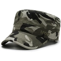 Men's camouflage cadet cap in green and black with side SPORT lettering and metal eyelets - Adjustable / Camouflage with Side Sport Embroidery