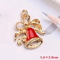 Pendentif cloche de Noël dorée avec émail rouge et houx pour la création de bijoux DIY - Style 7 (Cloche)