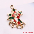 Pendentifs de Noël houx en alliage doré et émail pour création de bijoux 1,7 x 2,6cm - Style 15 (Double Cloches)