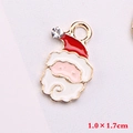 Pendentif Père Noël en émail avec strass pour la fabrication de bijoux DIY - Style 17 (Tête de Père Noël)