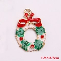 Pendentif couronne de Noël en émail rouge et vert, accessoire DIY 1,9 x 2,7 cm - Style 25 (Couronne de Noël)