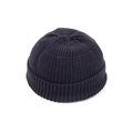 Unisex dark navy knit docker cap with thick ribbed texture and rolled cuff design - Dark Gray