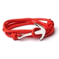 Bracelet ancre multicouche en nylon tressé rouge avec fermoir en argent poli - Rouge