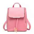 Zaino da donna rosa in pelle PU con barra metallica dorata e chiusura a coulisse - Rosa